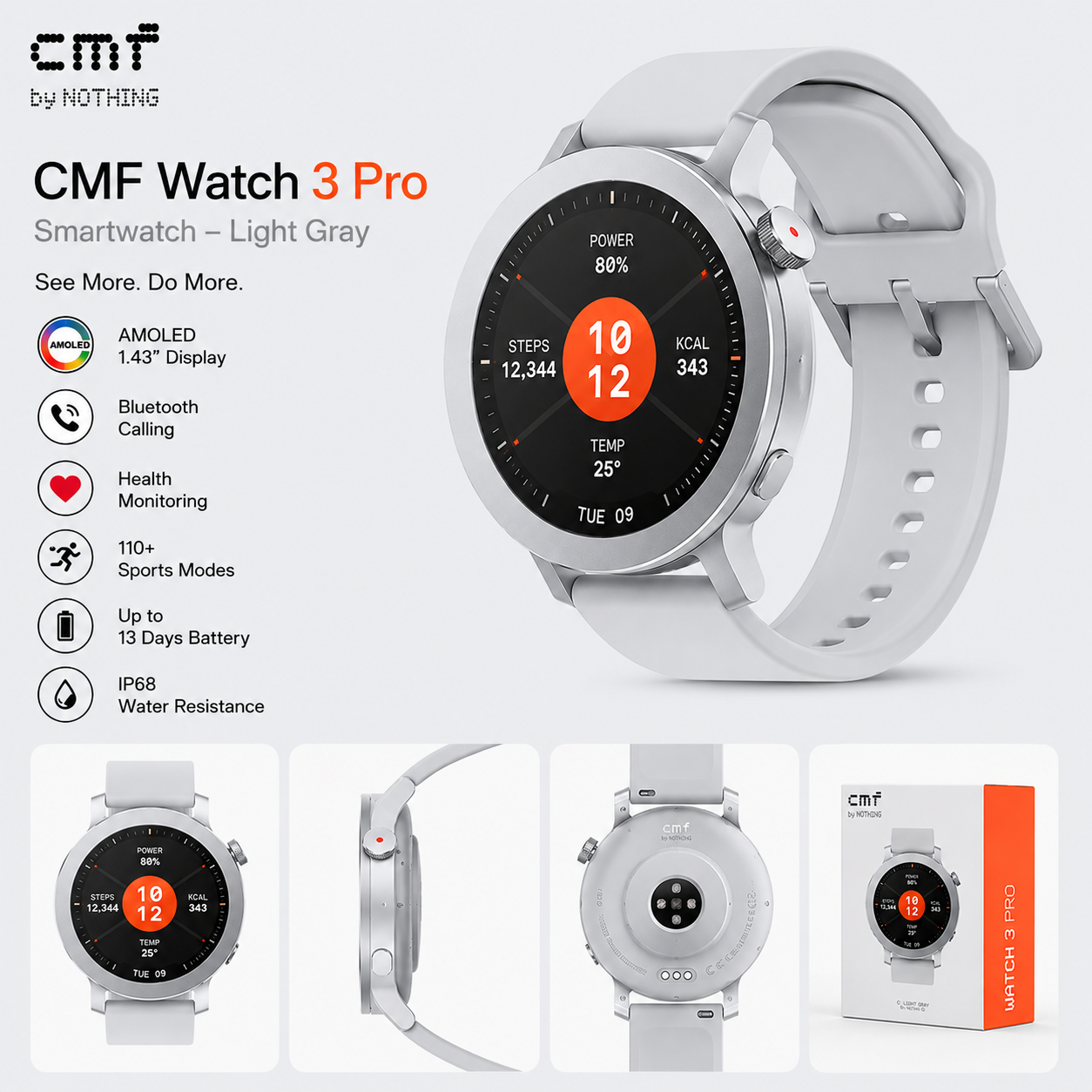 Nothing CMF Watch 3 Pro Smartwatch – Light Gray